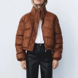 Zara Puffer Faux Leather Jacket